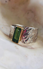 Anel em Prata e Ouro18K com Turmalina verde