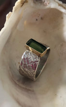 Anel em Prata e Ouro18K com Turmalina verde