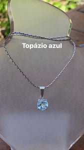 Pingente de prata 950 com Topázio azul.