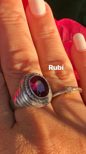 Anel de Prata 950 com Rubí