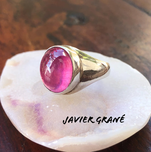 Anel de Prata 950 com Rubi cabochão