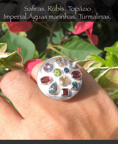 Anel em Prata 950 com mix pedras