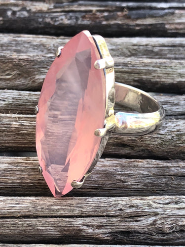 Anel de Prata 950 com Quartzo Rosa extra