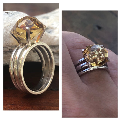 Anel de Prata 950 com Citrino.